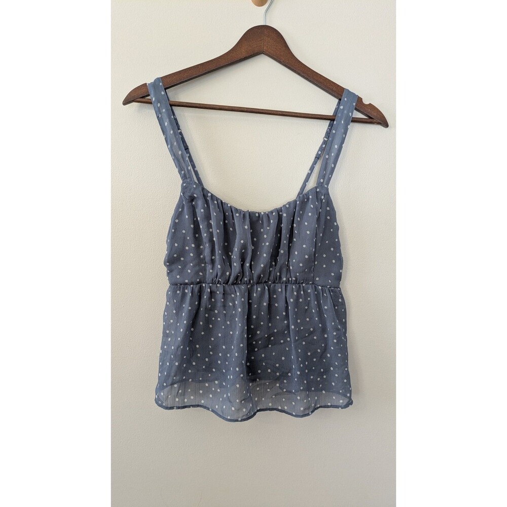Y2K Abercrombie & Fitch Babydoll Cami S Smocked Polkadot Preppy Flowy Peasant